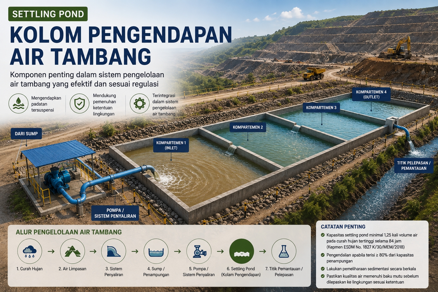 Settling Pond dalam Pertambangan: Fungsi, Perencanaan, dan Ketentuan yang Perlu Diperhatikan